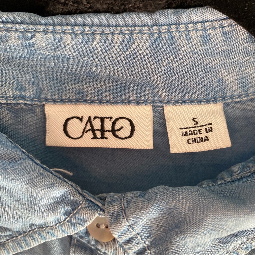 Cato Ombr Chambray Lightweight Button Down Blouse… - image 3